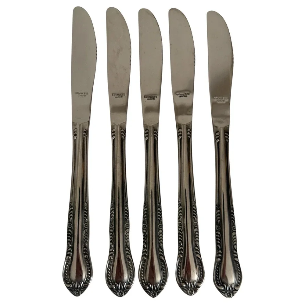 Columbia Stainless Flatware Set Made In Japan 19 Piece Beaded Edge Floral VTG